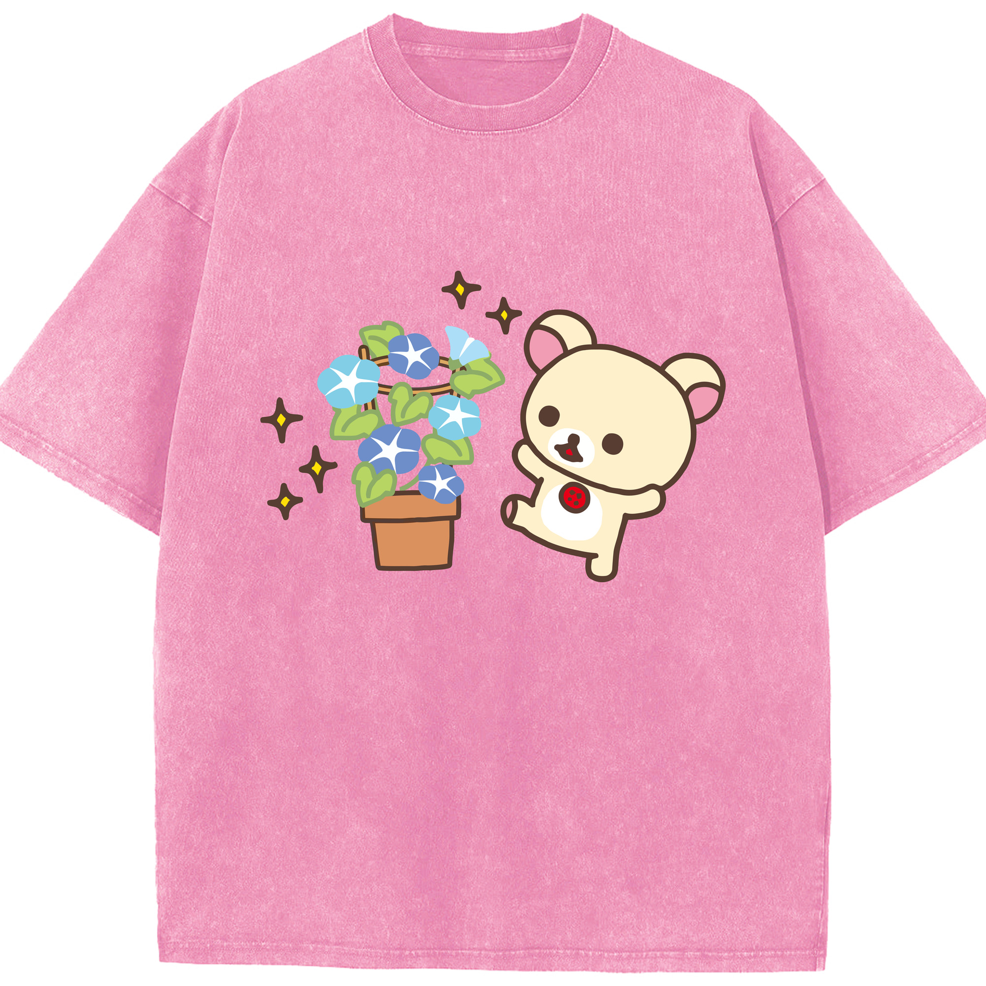 （画像用） リラックマ リラックマ キイロイトリ Rilakkuma Korilakkuma Kiiroitori 綿100% ヴィンテージ風 半袖Tシャツ（フロントプリント）